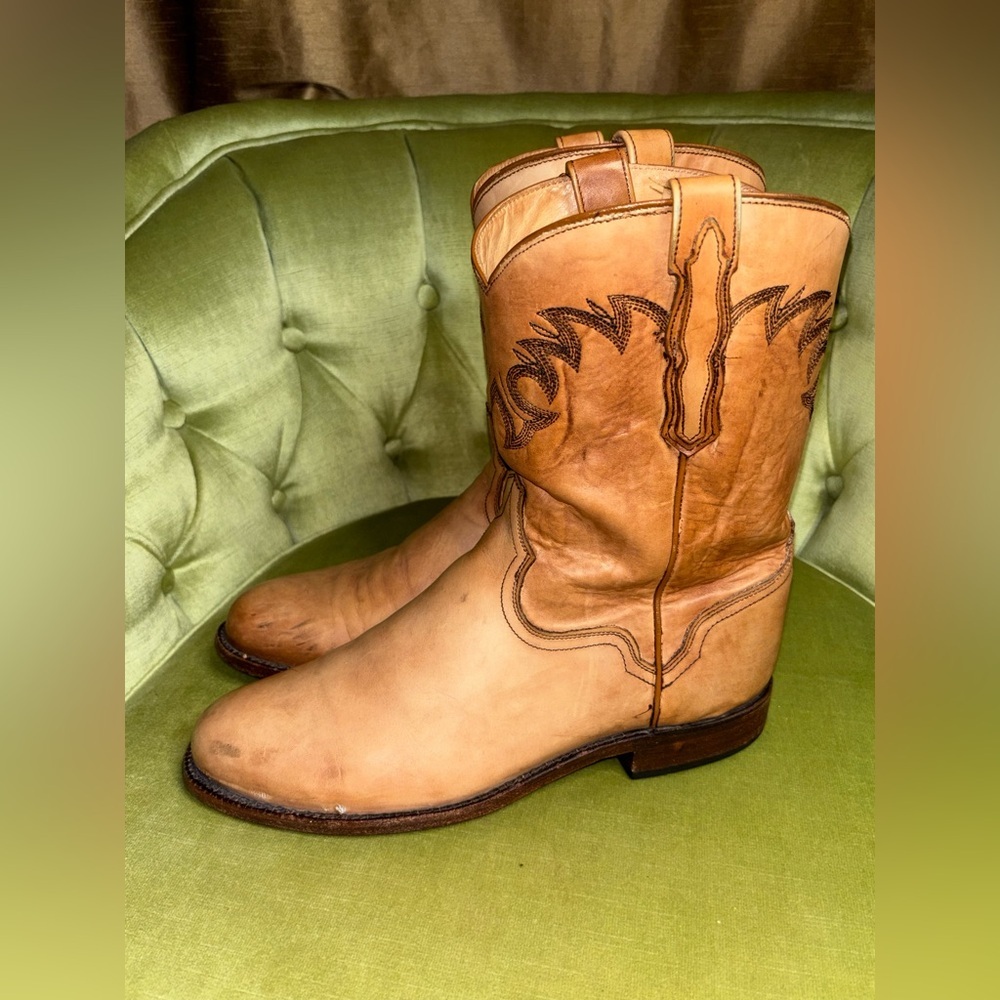 El Dorado Men's size 10.5 D Handmade Tan Leather Roper Cowboy Westen Boots​ - Picture 2 of 10